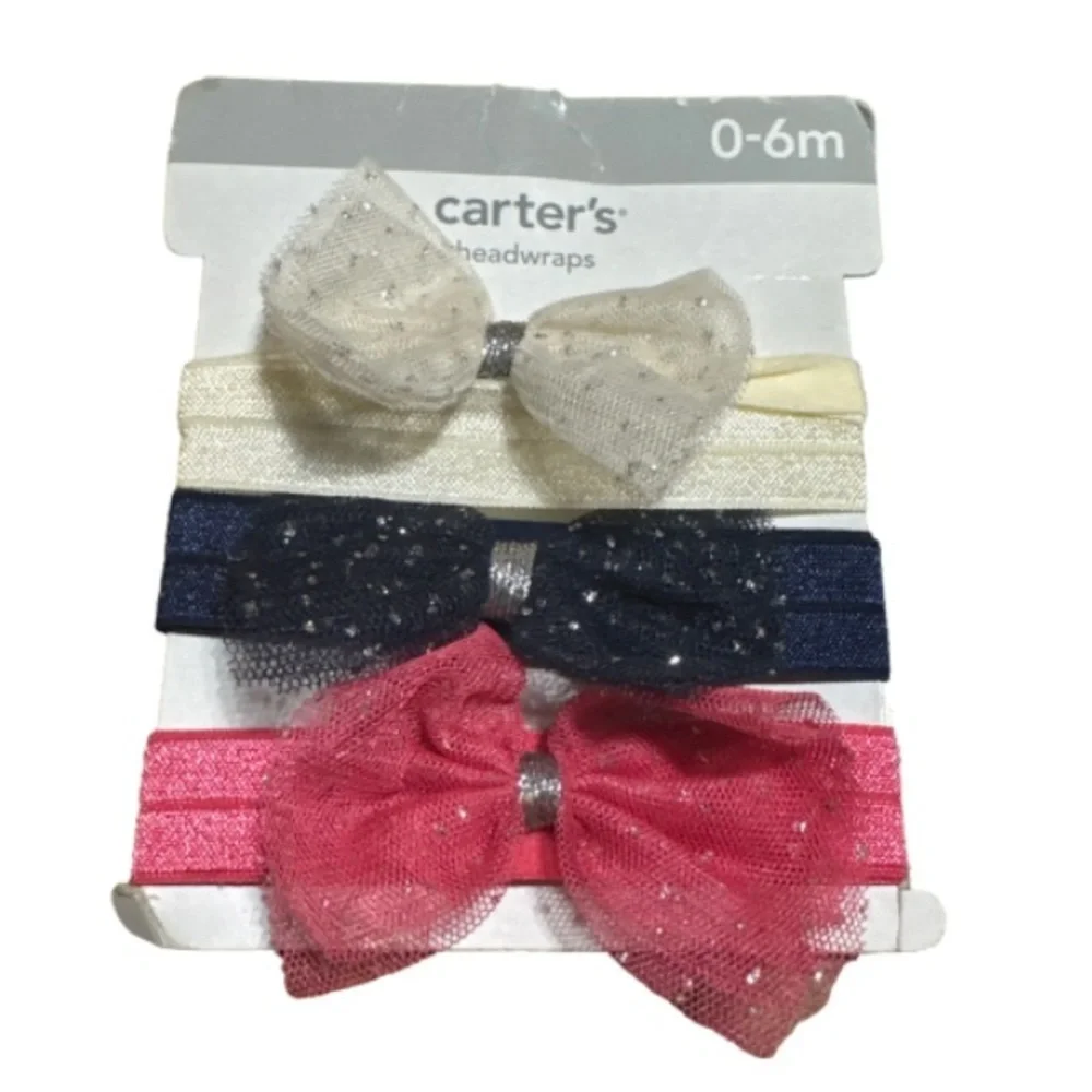 Carter's Headwrap Trio in Cream, Navy, and Pink